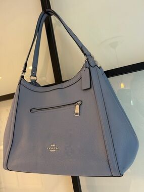 Coach Soft Pebble Leather Shoulder Bag in Dusty Blue